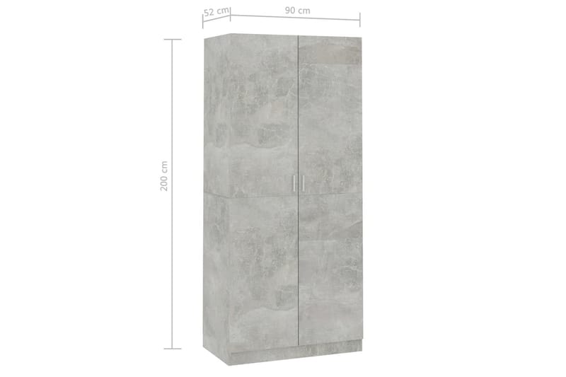 Garderobe betonggrå 90x52x200 cm sponplate - Oppbevaring - Klesoppbevaring - Garderober & garderobesystem