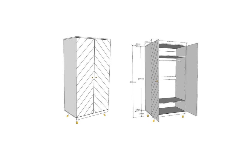 Garderobe Billy Hvit 2-dørs - 2-dørs - Oppbevaring - Klesoppbevaring - Garderober & garderobesystem