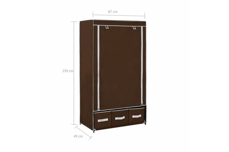 Garderobe brun 87x49x159 cm stoff - Oppbevaring - Klesoppbevaring - Garderober & garderobesystem