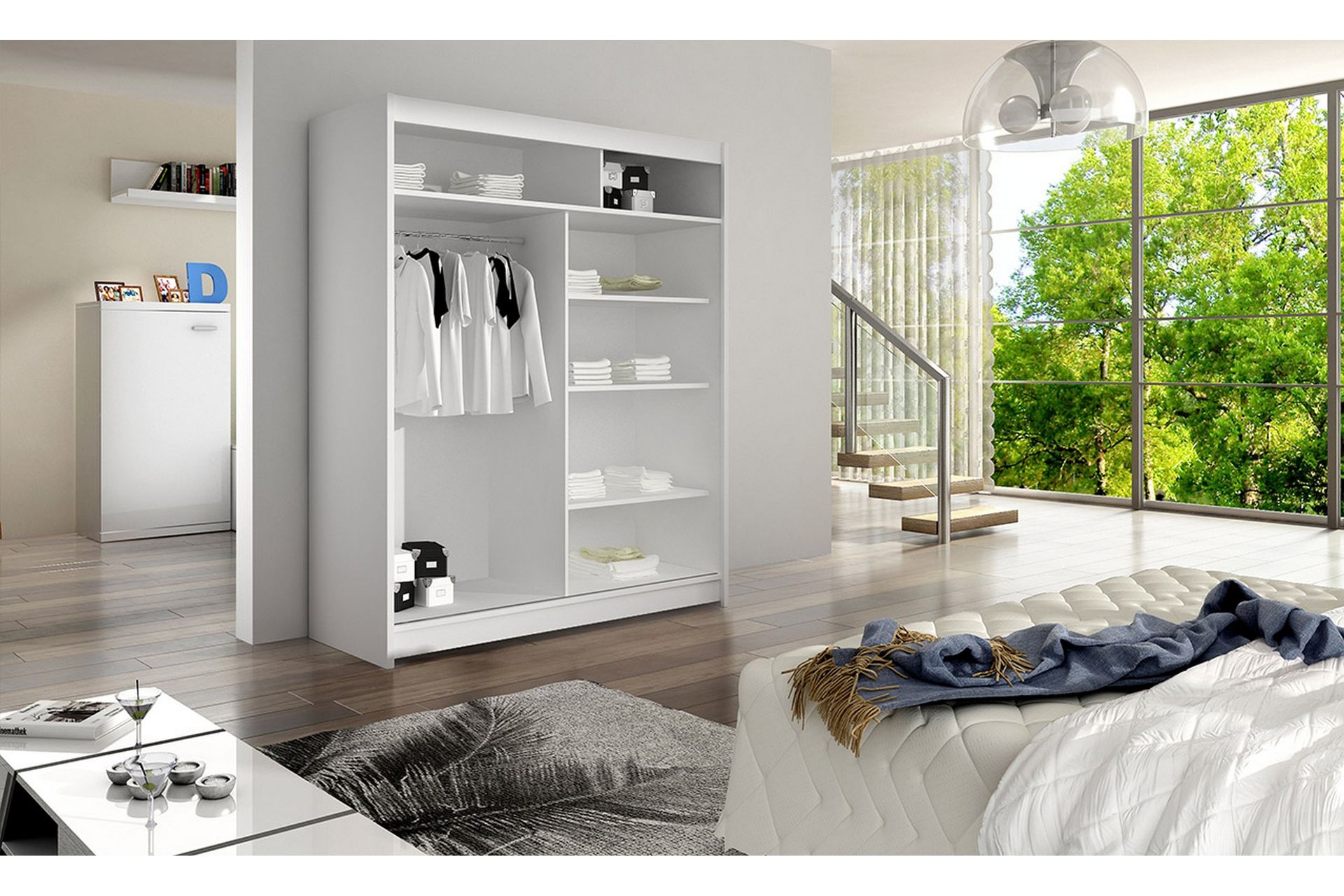 Garderobe Camino LED-belysning - Eik - Oppbevaring - Klesoppbevaring - Garderober & garderobesystem