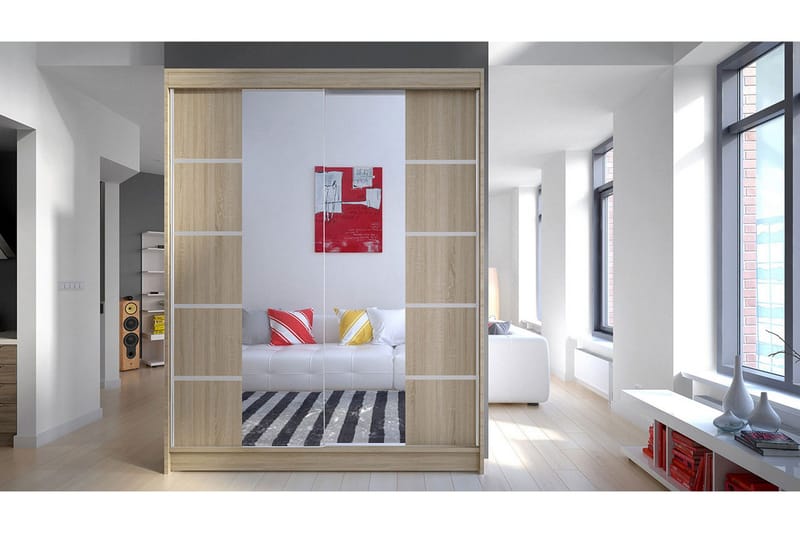 Garderobe Camino LED-belysning - Eik - Oppbevaring - Klesoppbevaring - Garderober & garderobesystem