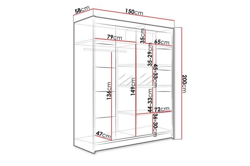 Garderobe Camino LED-belysning - Hvit - Oppbevaring - Klesoppbevaring - Garderober & garderobesystem