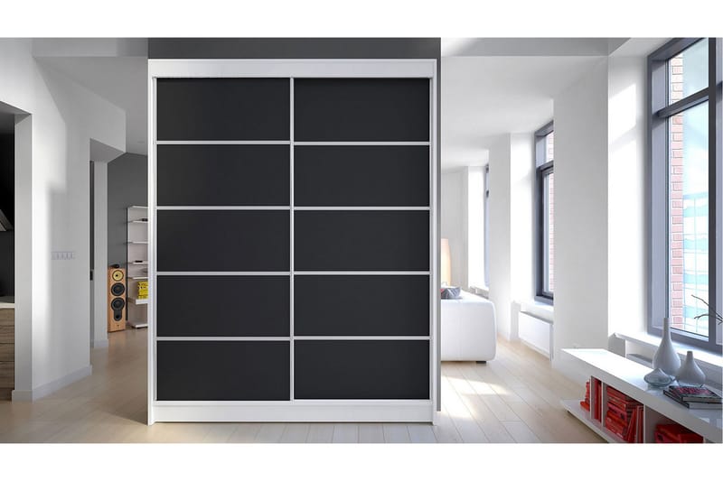 Garderobe Camino LED-belysning - Hvit/Svart - Oppbevaring - Klesoppbevaring - Garderober & garderobesystem