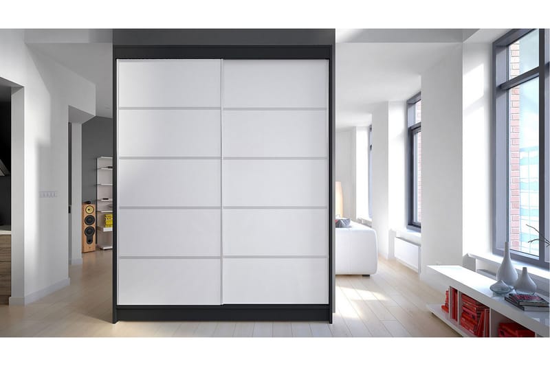 Garderobe Camino LED-belysning - Svart/Hvit - Oppbevaring - Klesoppbevaring - Garderober & garderobesystem