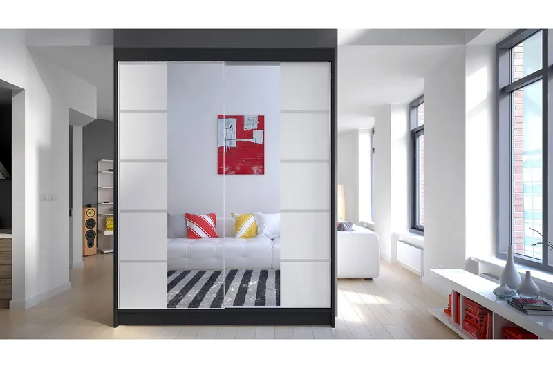 Garderobe Camino LED-belysning - Svart/Hvit - Oppbevaring - Klesoppbevaring - Garderober & garderobesystem