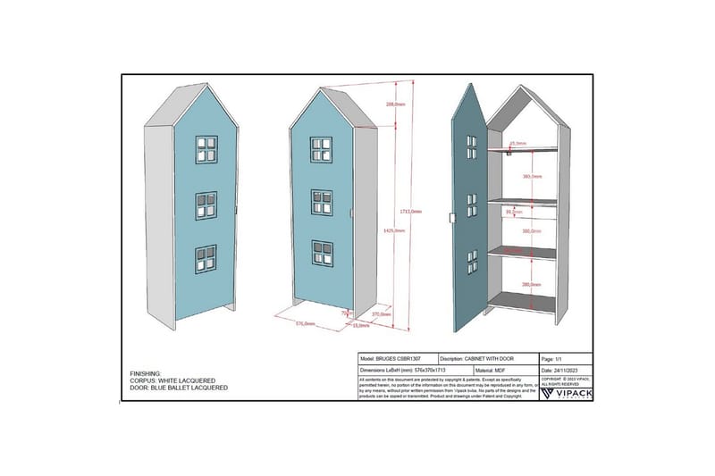 Garderobe Casami Brugge Blå - Blå - Oppbevaring - Klesoppbevaring - Garderober & garderobesystem