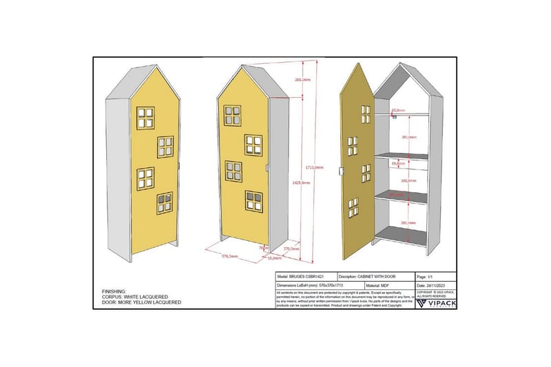 Garderobe Casami Brugge Gul - Gul - Oppbevaring - Klesoppbevaring - Garderober & garderobesystem