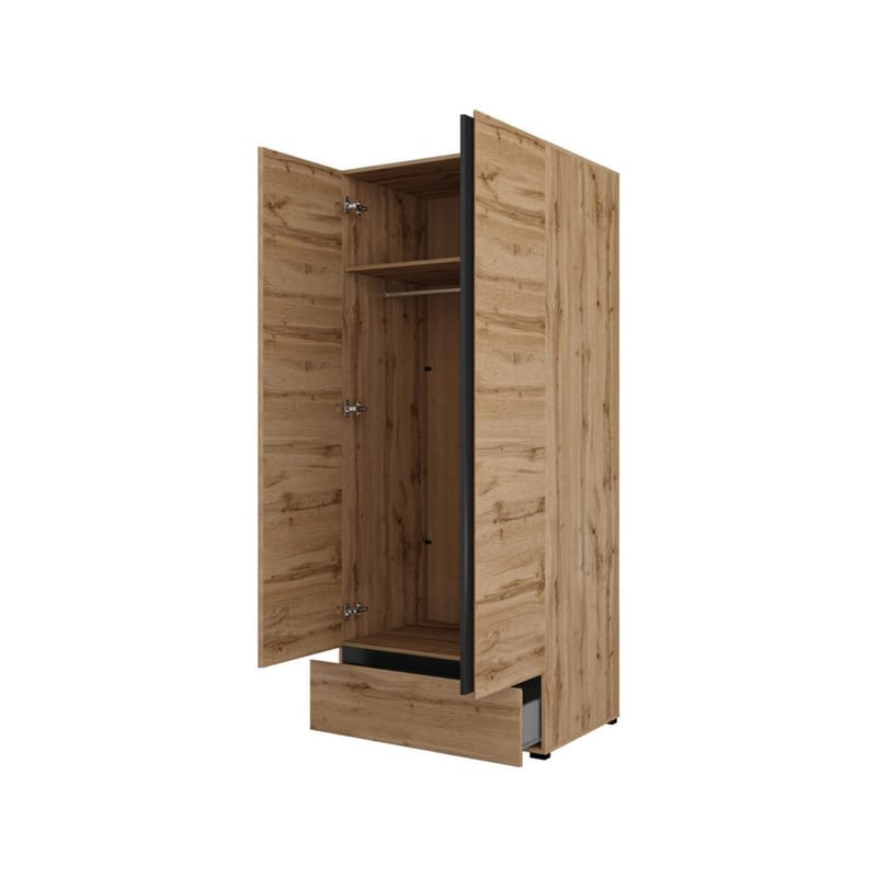 Garderobe Cross S 2 Dører 1 Skuff - Wotan eik - Oppbevaring - Klesoppbevaring - Garderober & garderobesystem