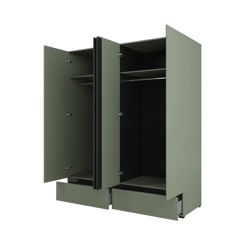 Garderobe Cross S 4 Dører med 2 Skuffer - Grønn - Oppbevaring - Klesoppbevaring - Garderober & garderobesystem