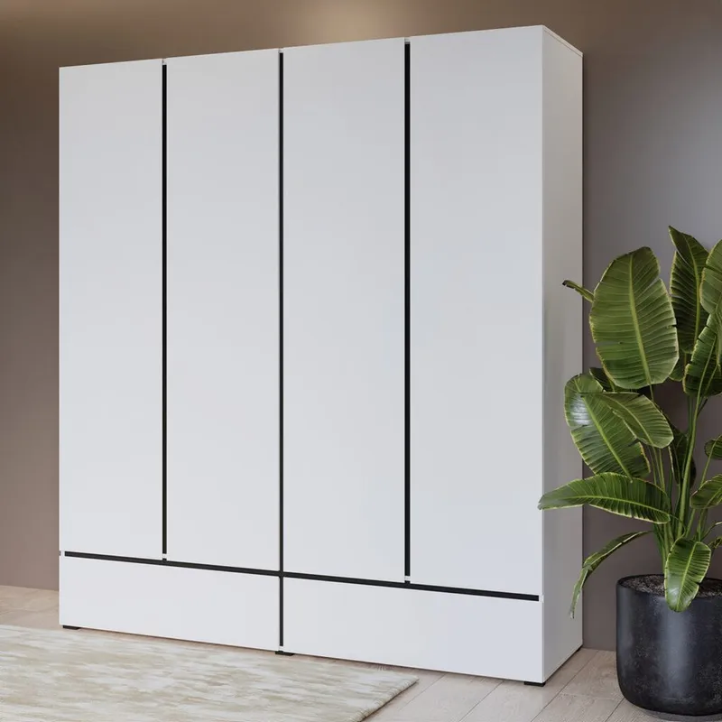 Garderobe Cross S 4 Dører med 2 Skuffer - Hvit - Oppbevaring - Klesoppbevaring - Garderober & garderobesystem