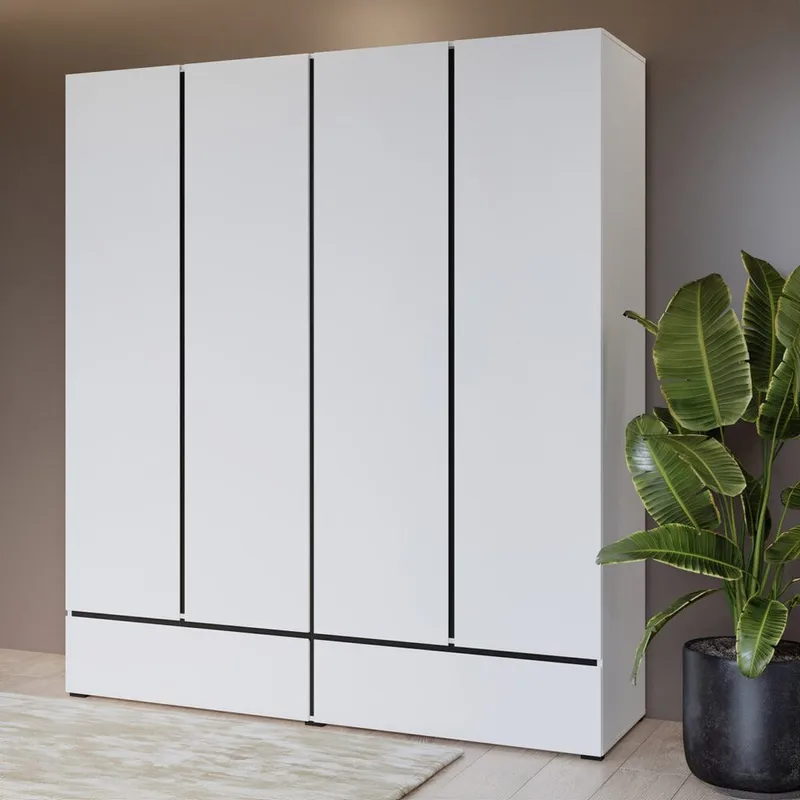 Garderobe Cross S 4 Dører med 2 Skuffer - Hvit - Oppbevaring - Klesoppbevaring - Garderober & garderobesystem