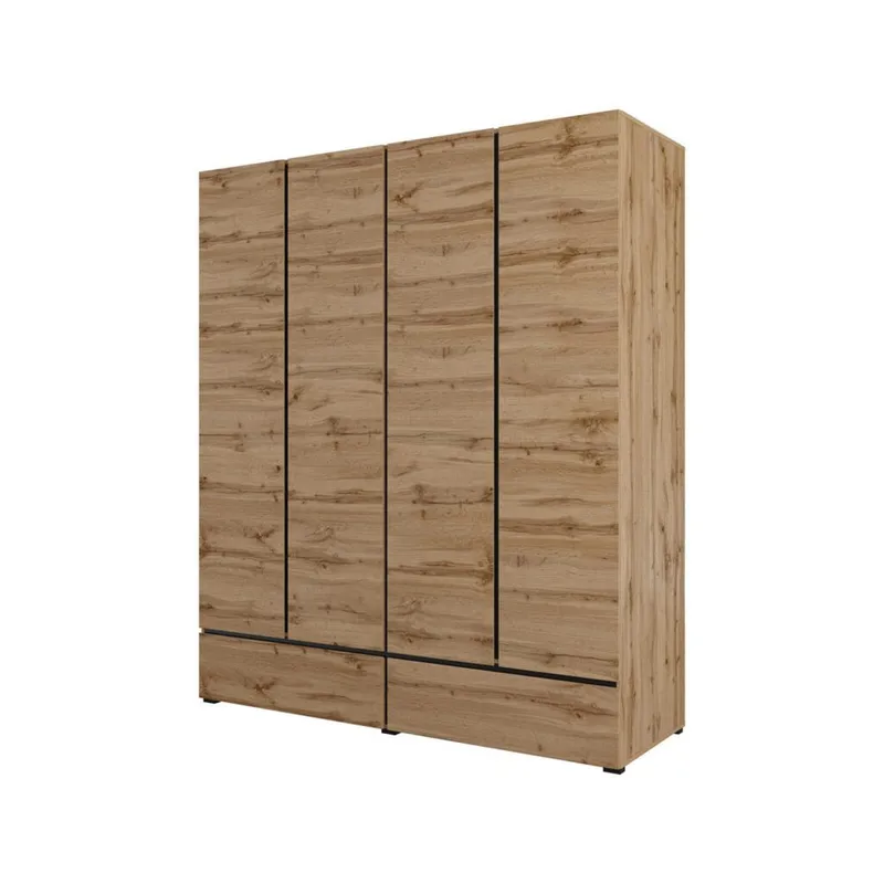 Garderobe Cross S 4 Dører med 2 Skuffer - Wotan eik - Oppbevaring - Klesoppbevaring - Garderober & garderobesystem