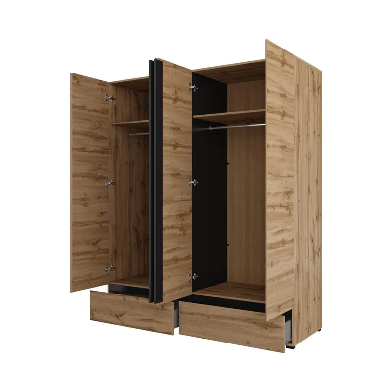 Garderobe Cross S 4 Dører med 2 Skuffer - Wotan eik - Oppbevaring - Klesoppbevaring - Garderober & garderobesystem