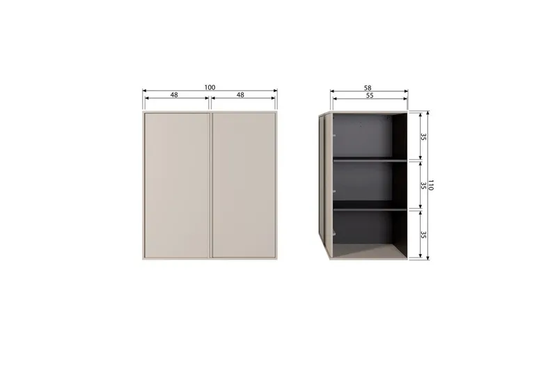 Garderobe Daglig 110x100 cm, Doble dører - 110x100 cm, Doble dører - Oppbevaring - Klesoppbevaring - Garderober & garderobesystem - Garderobeskap & klesskap