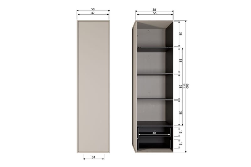 Garderobe Daglig 200x50 cm, Enkeltdør - 200x50 cm, Enkeltdør - Oppbevaring - Klesoppbevaring - Garderober & garderobesystem - Garderobeskap & klesskap