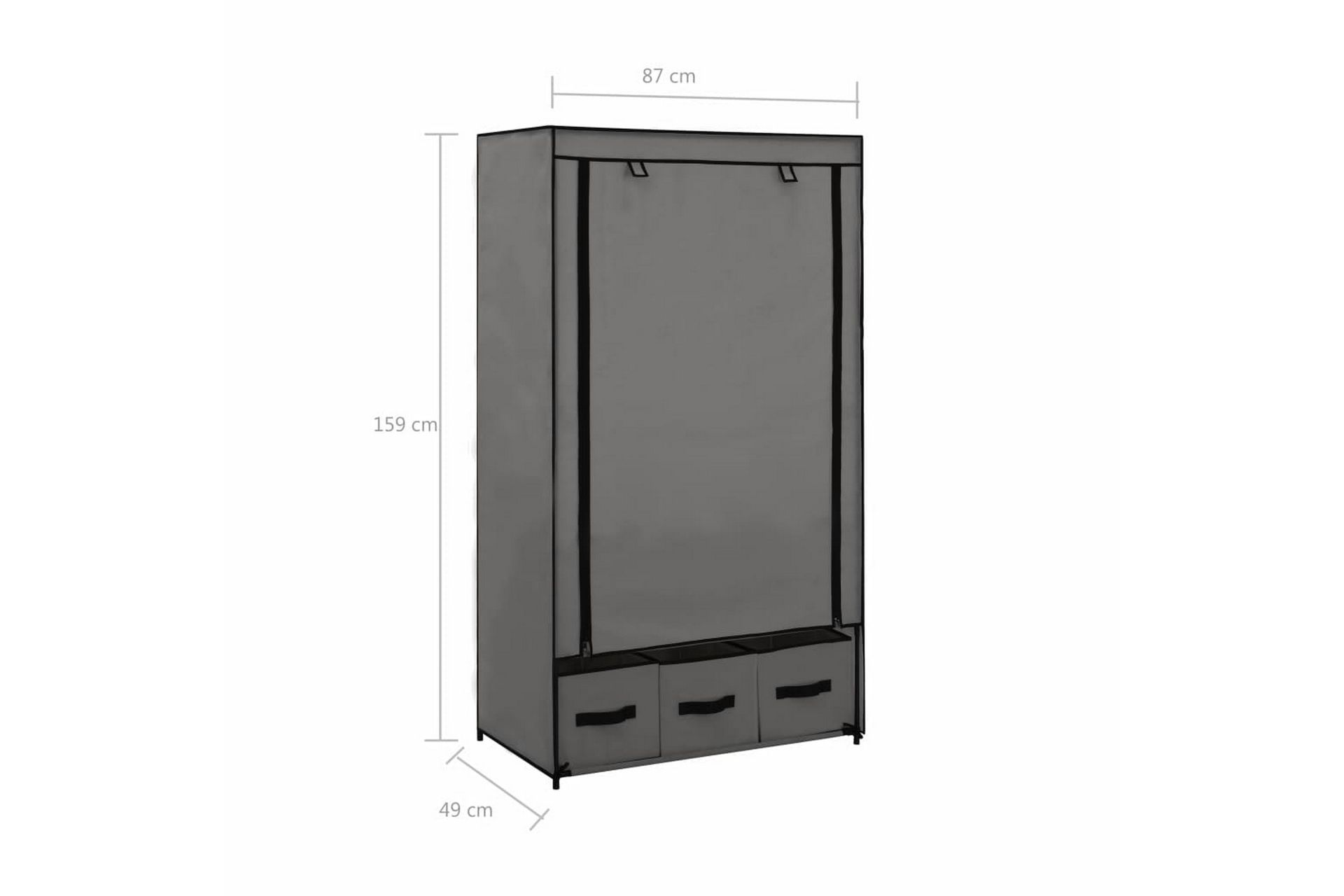 Garderobe grå 87x49x159 cm stoff - Oppbevaring - Klesoppbevaring - Garderober & garderobesystem