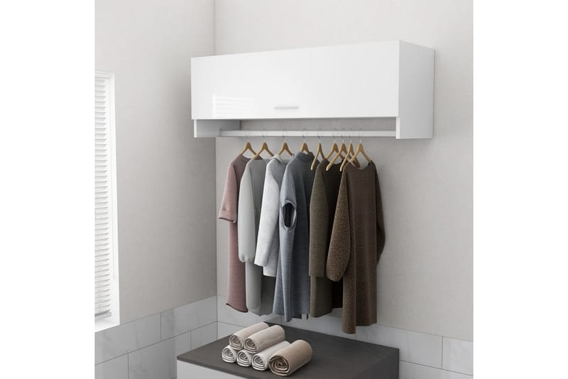 Garderobe høyglans hvit 100x32,5x35 cm sponplate - Hvit - Oppbevaring - Klesoppbevaring - Garderober & garderobesystem