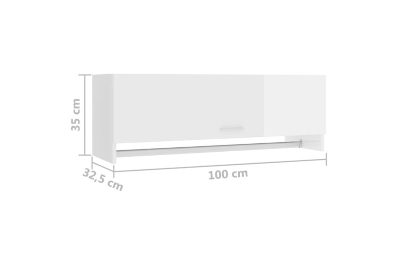 Garderobe høyglans hvit 100x32,5x35 cm sponplate - Hvit - Oppbevaring - Klesoppbevaring - Garderober & garderobesystem