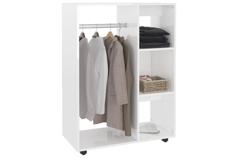 Garderobe høyglans hvit 80x40x110 cm sponplate - Hvit - Garderober & garderobesystem - Garderobeskap & klesskap
