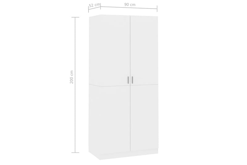 Garderobe høyglans hvit 90x52x200 cm sponplate - Oppbevaring - Klesoppbevaring - Garderober & garderobesystem