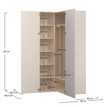 Garderobe Hjørne 4 You Fresh - Eik - Oppbevaring - Klesoppbevaring - Garderober & garderobesystem - Hjørnegarderobe
