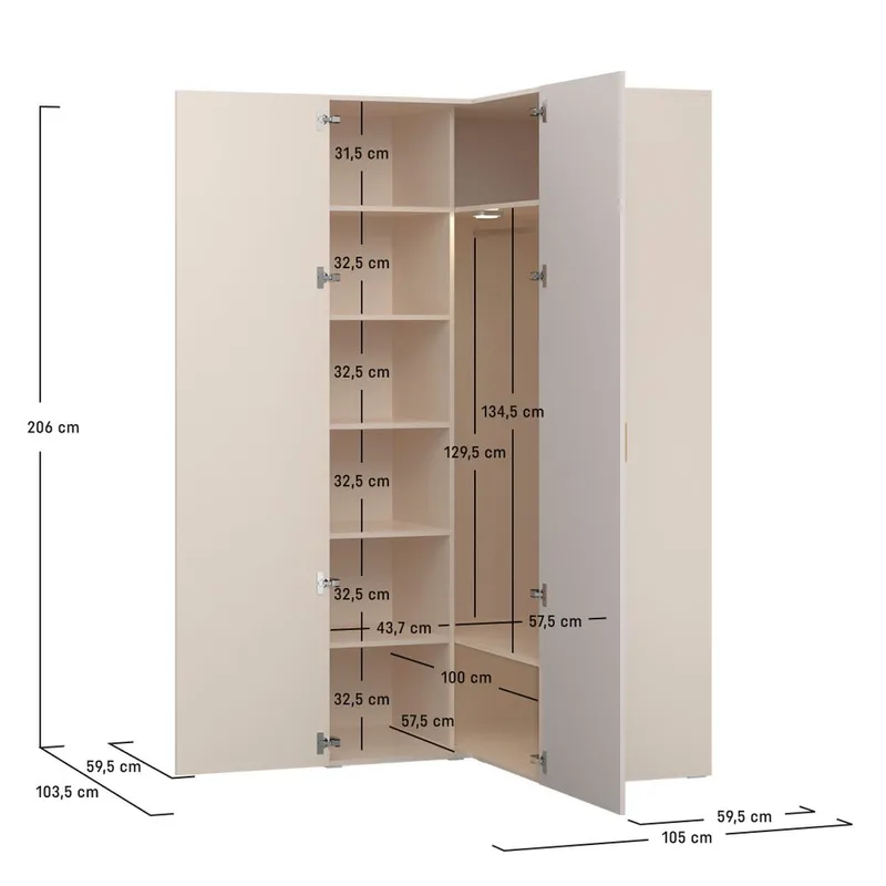 Garderobe Hjørne 4 You Fresh - Eik - Oppbevaring - Klesoppbevaring - Garderober & garderobesystem - Hjørnegarderobe