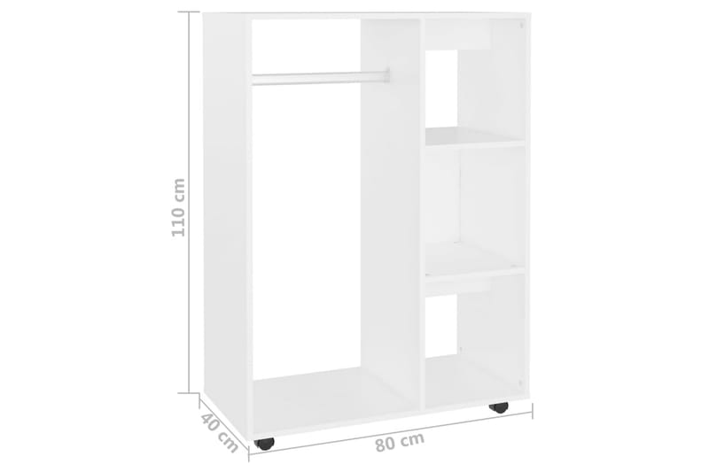 Garderobe hvit 80x40x110 cm sponplate - Hvit - Oppbevaring - Klesoppbevaring - Garderober & garderobesystem