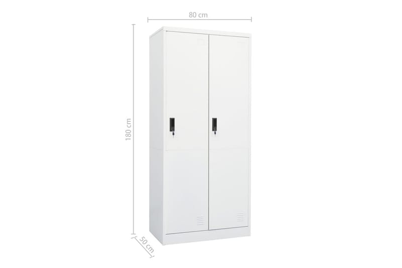 Garderobe hvit 80x50x180 cm stål - Hvit - Oppbevaring - Klesoppbevaring - Garderober & garderobesystem