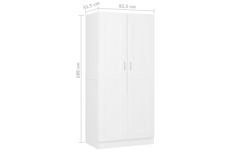 Garderobe hvit 82,5x51,5x180 cm sponplate - Hvit - Oppbevaring - Klesoppbevaring - Garderober & garderobesystem