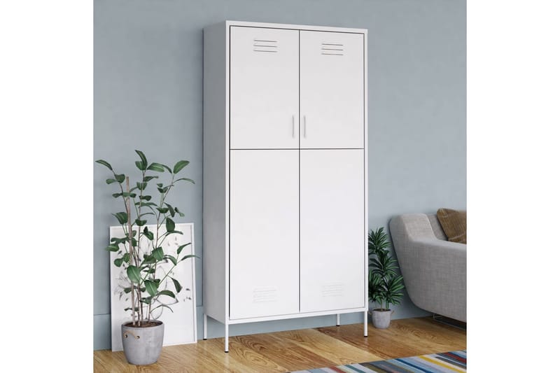 Garderobe hvit 90x50x180 cm stål - Hvit - Oppbevaring - Klesoppbevaring - Garderober & garderobesystem