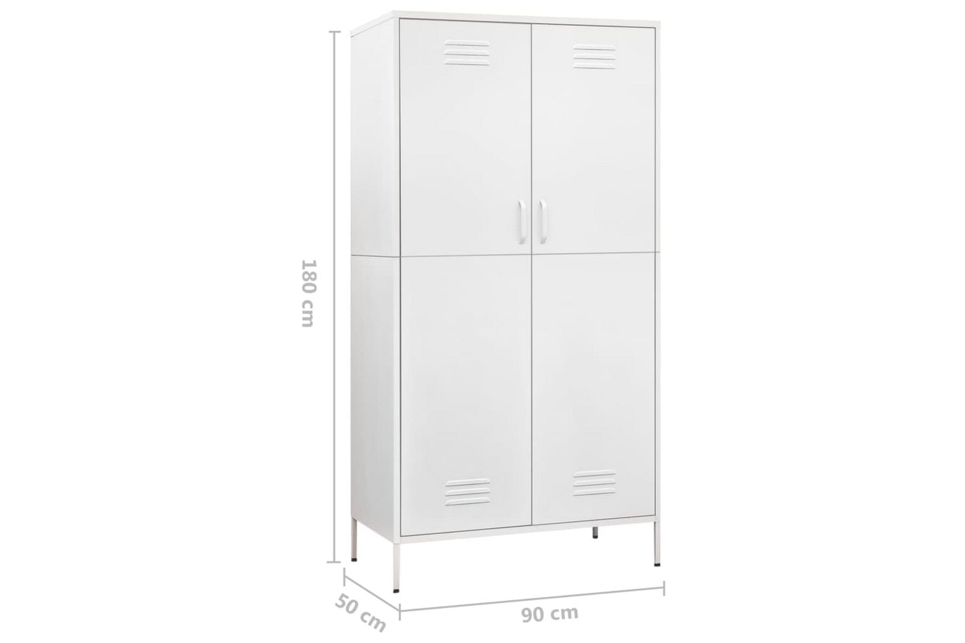 Garderobe hvit 90x50x180 cm stål - Hvit - Oppbevaring - Klesoppbevaring - Garderober & garderobesystem
