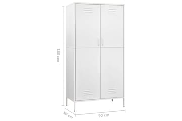 Garderobe hvit 90x50x180 cm stål - Hvit - Oppbevaring - Klesoppbevaring - Garderober & garderobesystem