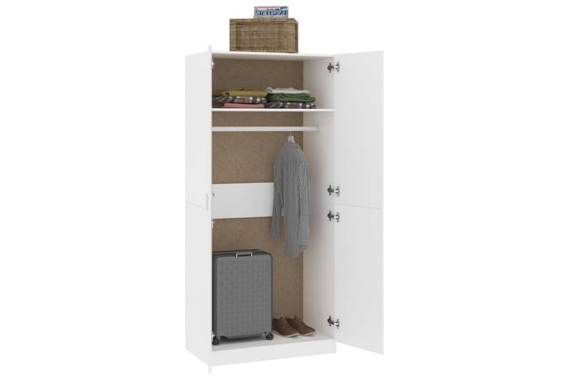 Garderobe hvit 90x52x200 cm sponplate - Oppbevaring - Klesoppbevaring - Garderober & garderobesystem
