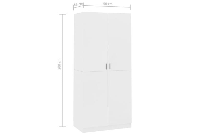 Garderobe hvit 90x52x200 cm sponplate - Oppbevaring - Klesoppbevaring - Garderober & garderobesystem