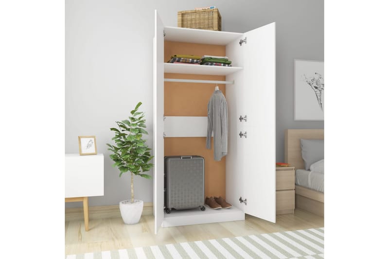 Garderobe hvit 90x52x200 cm sponplate - Oppbevaring - Klesoppbevaring - Garderober & garderobesystem