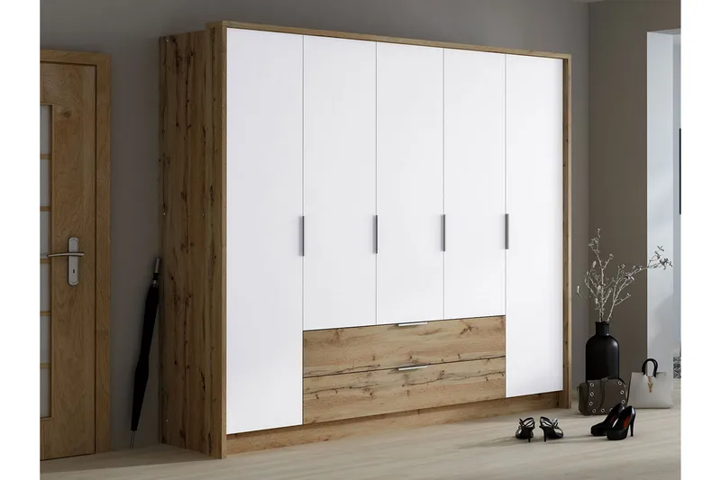 Garderobe - Hvit|Eik - Oppbevaring - Klesoppbevaring - Garderober & garderobesystem