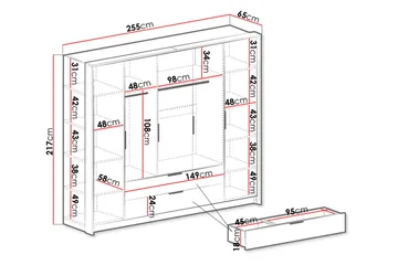 Garderobe - Hvit|Eik - Oppbevaring - Klesoppbevaring - Garderober & garderobesystem