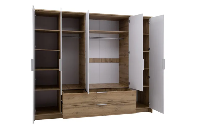 Garderobe - Hvit|Eik - Oppbevaring - Klesoppbevaring - Garderober & garderobesystem