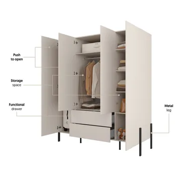 Garderobe Jukon S 4 dører med 2 skuffer - Oppbevaring - Klesoppbevaring - Garderober & garderobesystem