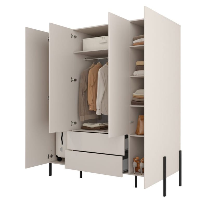 Garderobe Jukon S 4 dører med 2 skuffer - Oppbevaring - Klesoppbevaring - Garderober & garderobesystem