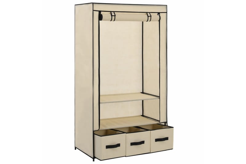 Garderobe kremhvit 87x49x159 cm stoff - Oppbevaring - Klesoppbevaring - Garderober & garderobesystem
