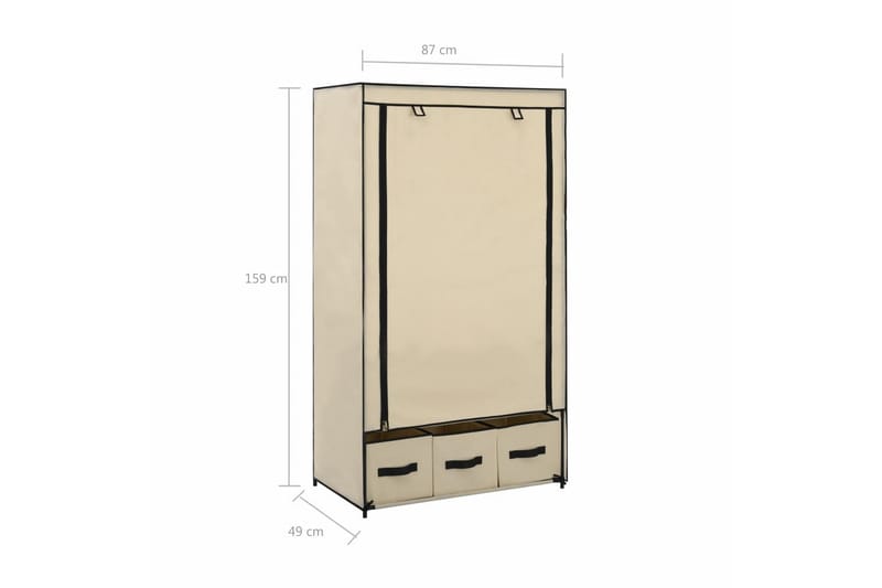 Garderobe kremhvit 87x49x159 cm stoff - Oppbevaring - Klesoppbevaring - Garderober & garderobesystem