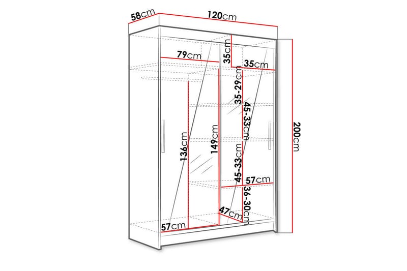 Garderobe + LED - Hvit - Oppbevaring - Klesoppbevaring - Garderober & garderobesystem - Garderobeskap & klesskap