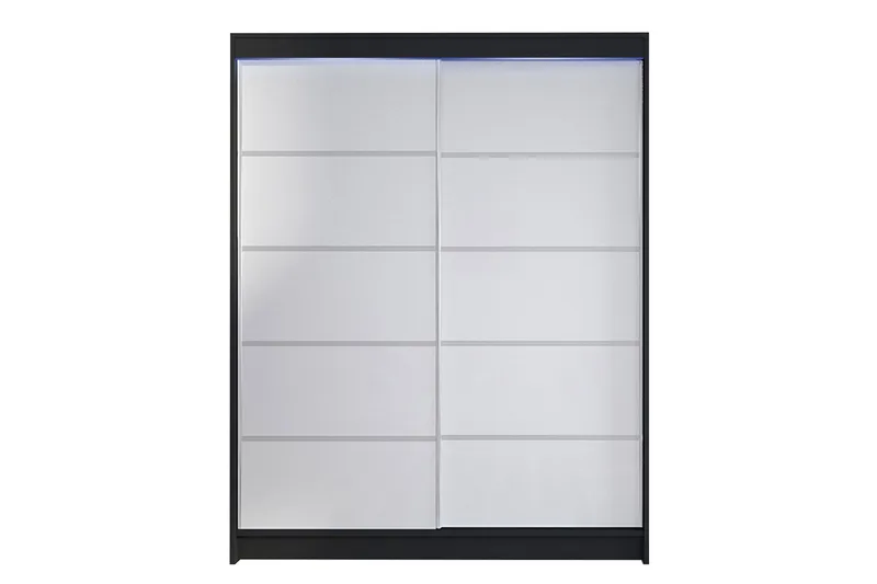 Garderobe + LED, Svart / Hvit