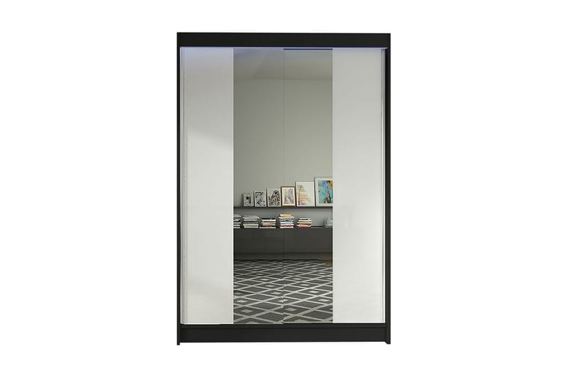 Garderobe + LED, Svart / Hvit