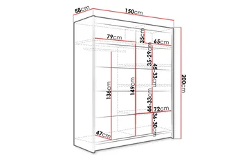 Garderobe + LED - Svart / Hvit - Oppbevaring - Klesoppbevaring - Garderober & garderobesystem - Garderobeskap & klesskap