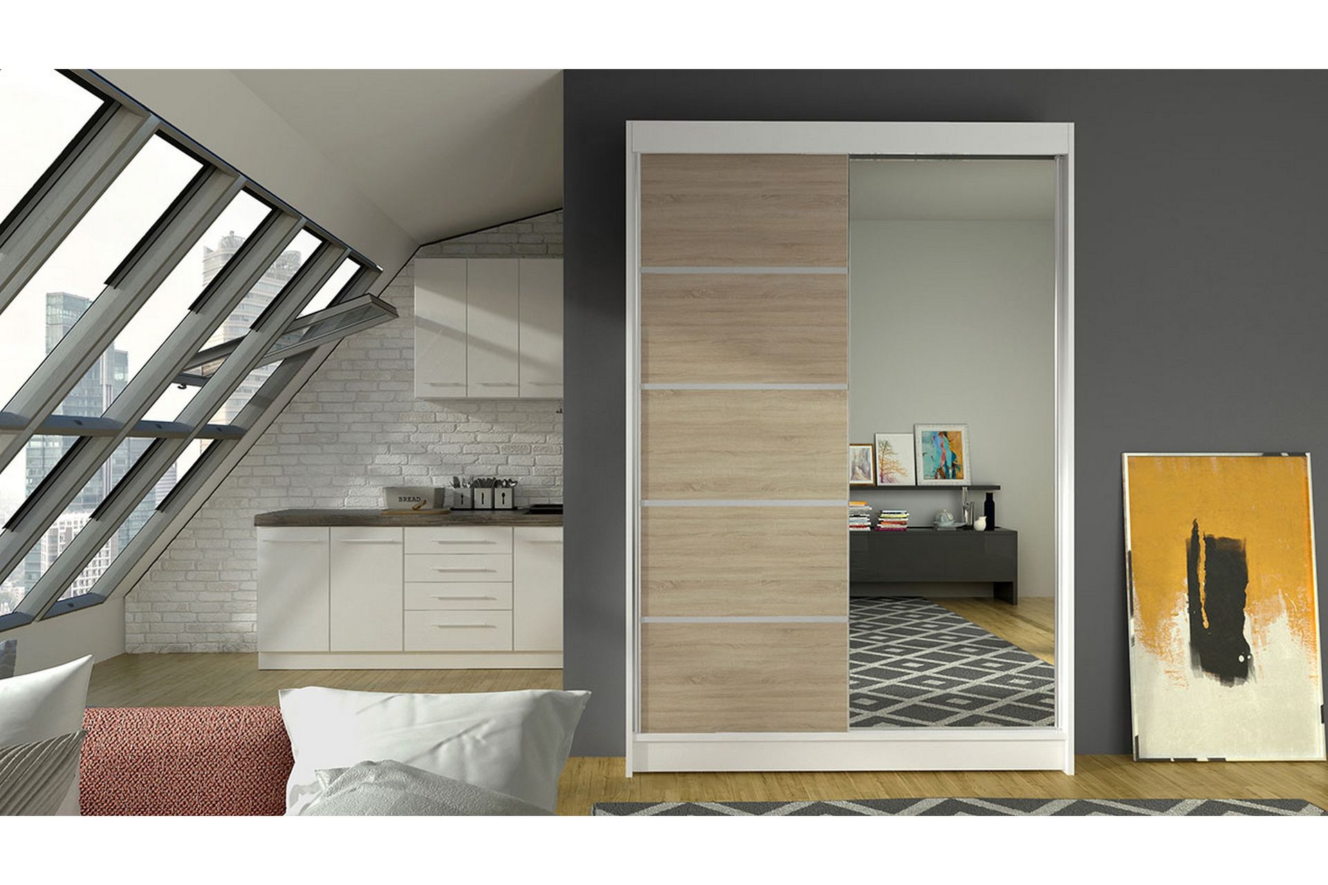 Garderobe Lino - Hvit/Eik - Oppbevaring - Klesoppbevaring - Garderober & garderobesystem