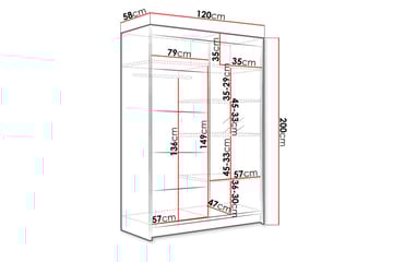 Garderobe Lino - Hvit/Eik - Oppbevaring - Klesoppbevaring - Garderober & garderobesystem