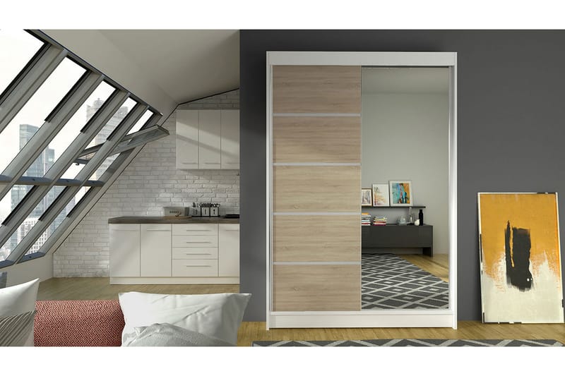 Garderobe Lino - Hvit/Eik - Oppbevaring - Klesoppbevaring - Garderober & garderobesystem