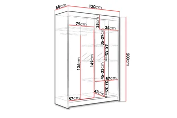 Garderobe Lino LED-belysning - Hvit - Oppbevaring - Klesoppbevaring - Garderober & garderobesystem